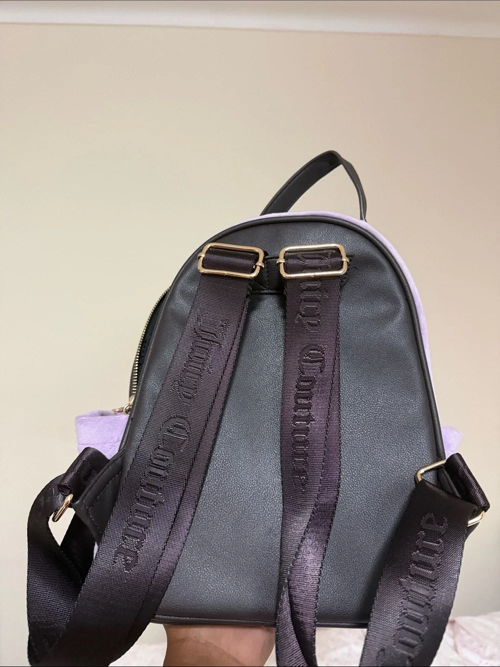 Juicy Couture Lavender Velvet Mini Backpack with Crystal Logo